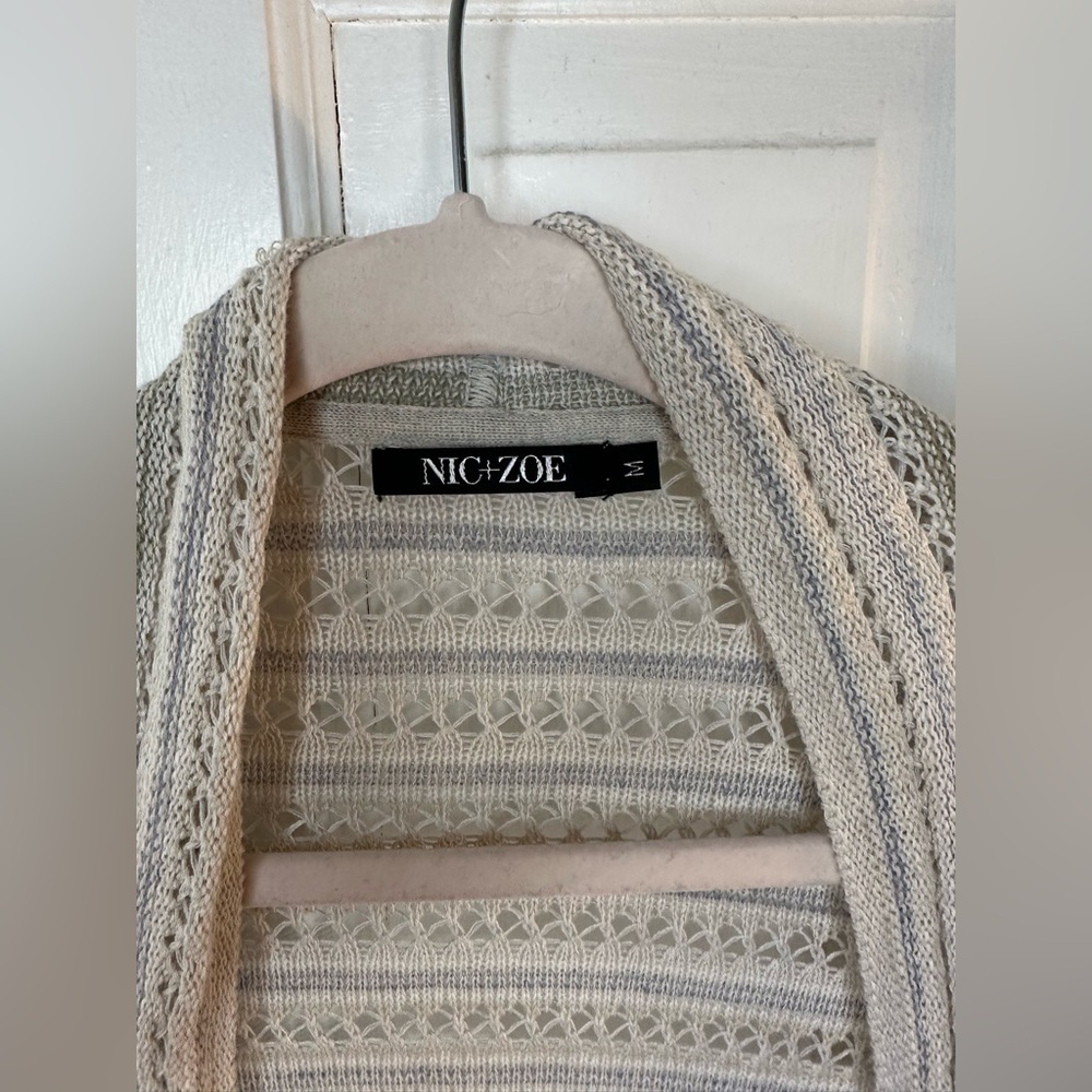 NIC + ZOE Size Medium COURTYARD DRAPEY KNIT CARDIGAN SWEATER IN MULT - Picture 7 of 10